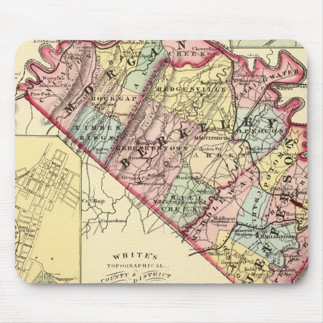 Mousepad Mapa dos condados Morgan, Berkeley e Jefferson (Frente)