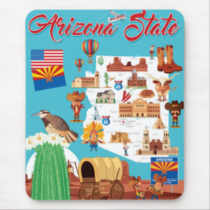 Mousepad Mapa dos desenhos animados da arizona