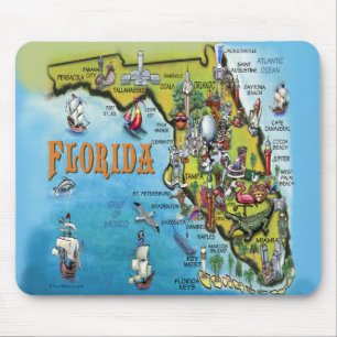 Mousepad Mapa dos desenhos animados de Florida