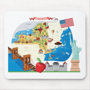 Mousepad Mapa dos desenhos animados dos Estados de Nova