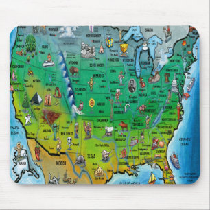 Mousepad Mapa dos desenhos animados dos EUA