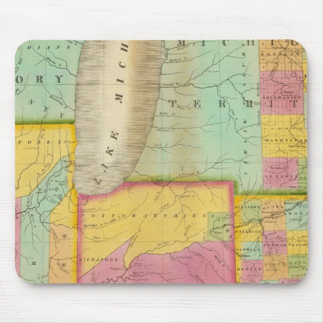 Mousepad Mapa dos Estados de Ohio Indiana & Illinois (Frente)