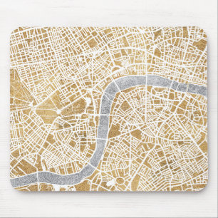 Mousepad Mapa dourado da cidade de Londres