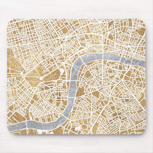 Mousepad Mapa dourado da cidade de Londres (Frente)