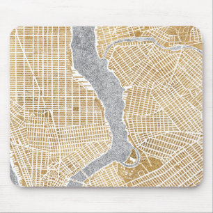 Mousepad Mapa dourado da cidade de New York