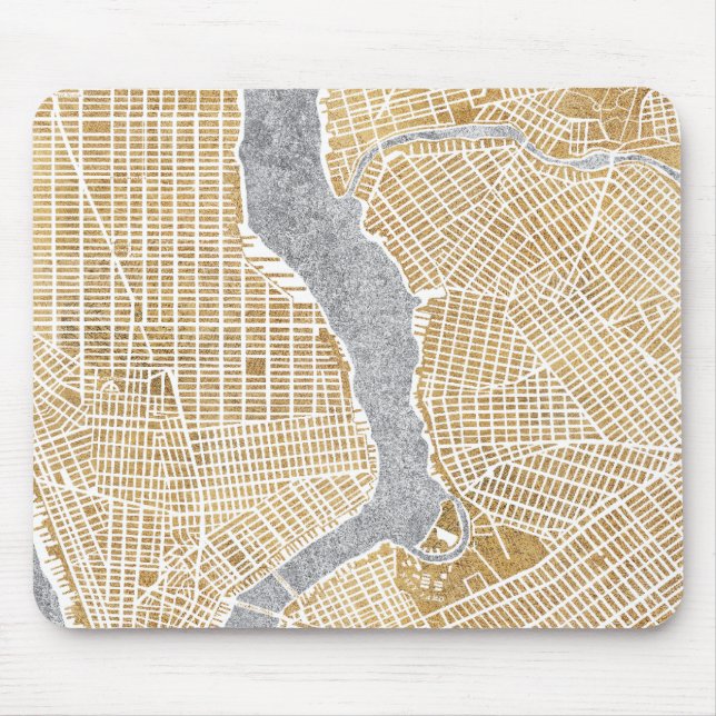 Mousepad Mapa dourado da cidade de New York (Frente)