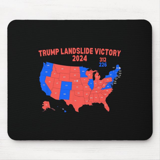 Mousepad Mapa Eleitoral 2024 Trump 312 Trump Landslides (Frente)