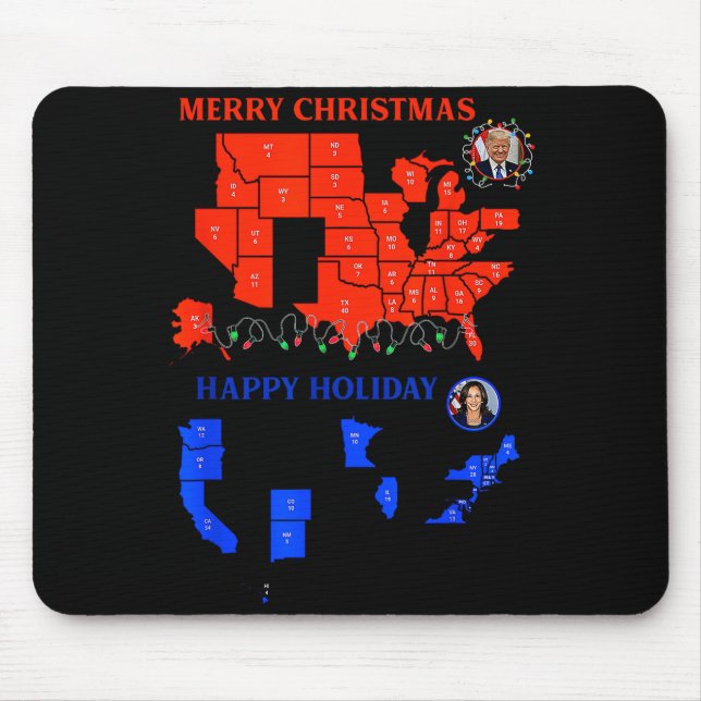 Mousepad Mapa Eleitoral de 2024 Feliz Natal Trump Deslize (Frente)