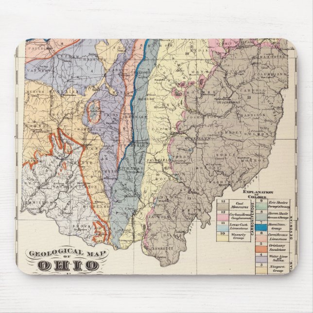 Mousepad Mapa geológico de Ohio (Frente)
