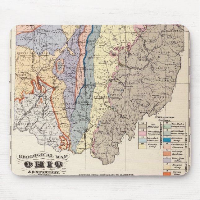 Mousepad Mapa geológico de Ohio (Frente)