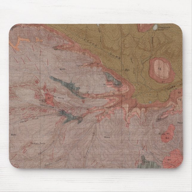 Mousepad Mapa Geológico, Parte Nacional do Yellowstone, Wyo (Frente)