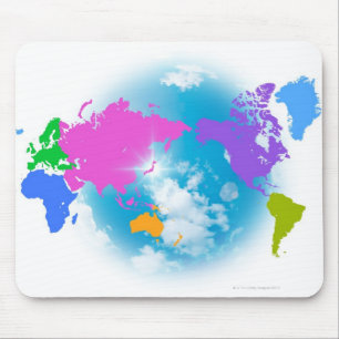 Mousepad Mapa global colorido