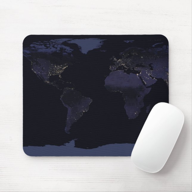 Mousepad Mapa Global das Luzes da Cidade da Terra à Noite. (Com mouse)