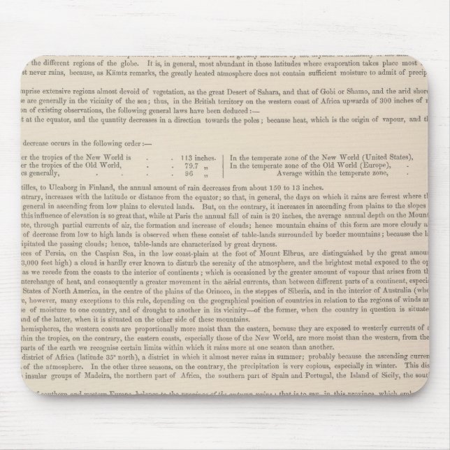 Mousepad Mapa hietográfico ou de chuva do mundo (Frente)