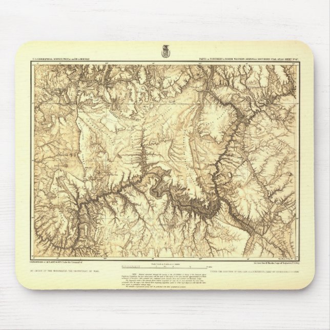 Mousepad Mapa histórico do Grand Canyon (Frente)