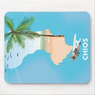 Mousepad Mapa ilustrado da Grécia Chios.