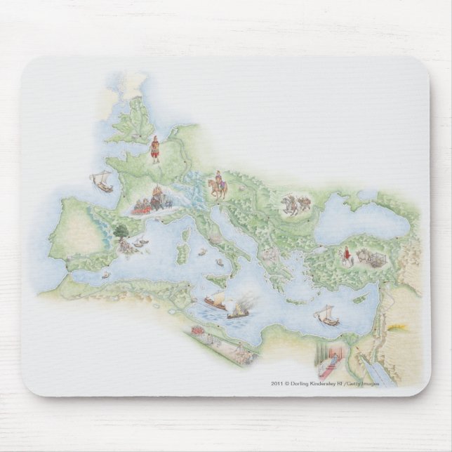 Mousepad Mapa ilustrado do império romano (Frente)