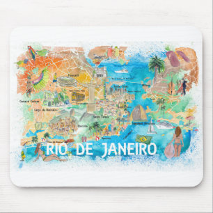 Mousepad Mapa Ilustrado do Rio de Janeiro com Estradas Prin