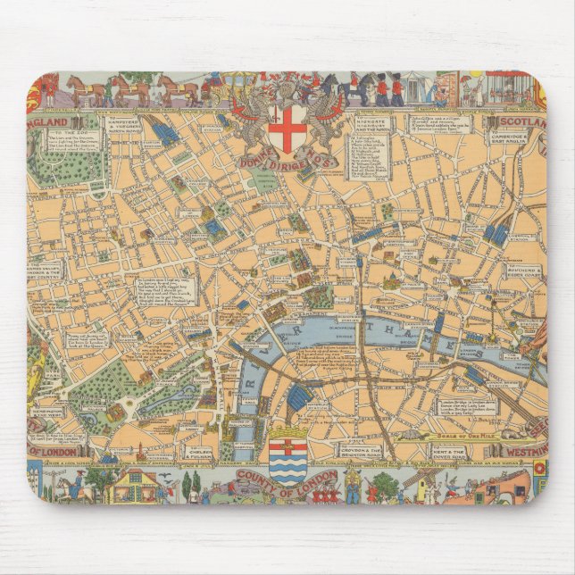 Mousepad Mapa Infantil de Londres, Inglaterra (Frente)