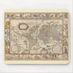 Mousepad Mapa medieval do mundo inteiro (por Willem Blaeu)