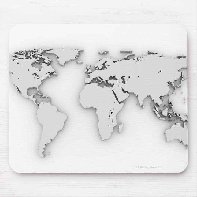 Mousepad Mapa mundial 3D, imagem gerada por computador (Frente)