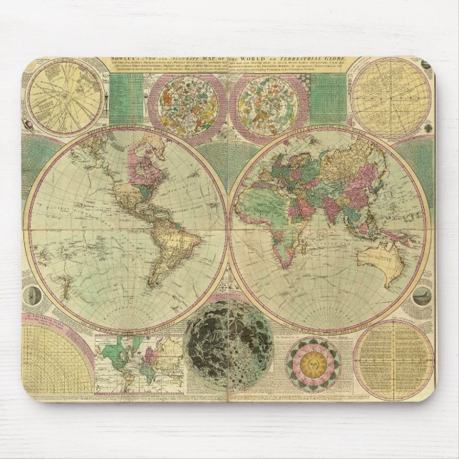 Mousepad Mapa mundial antigo de Carington Bowles, cerca de  (Frente)