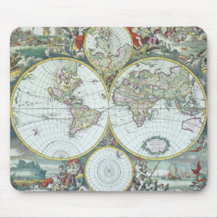 Mousepad Mapa Mundial Antigo do Século XVII, Frederick De W