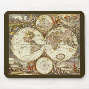 Mousepad Mapa Mundial Antiquado, c.1680. Por Frederick de W