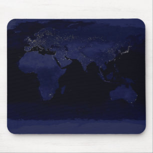 Mousepad Mapa Mundial da Terra Luzes da Cidade à Noite Saté