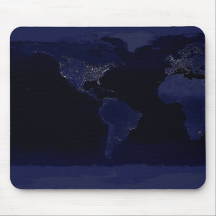 Mousepad Mapa Mundial da Terra Luzes da Cidade à Noite Saté