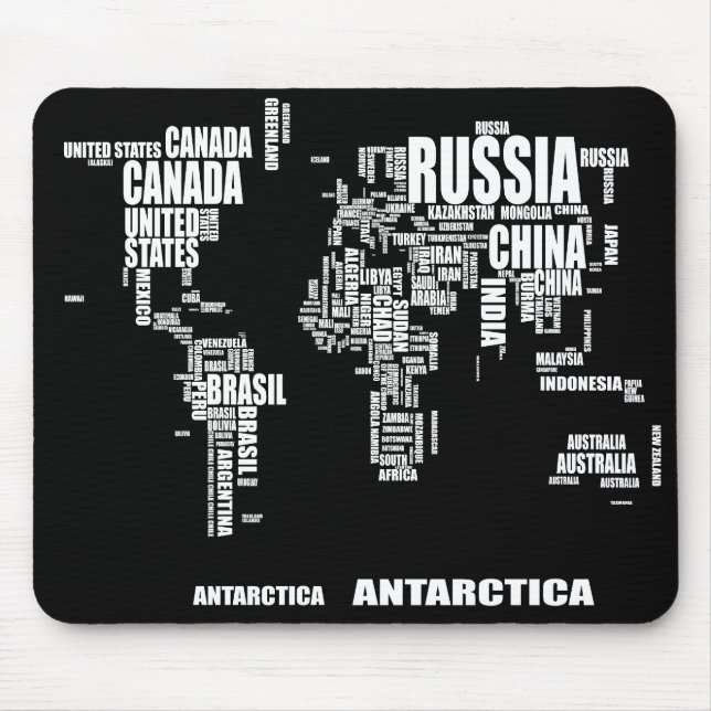 Mousepad Mapa Mundial da Tipografia (Frente)