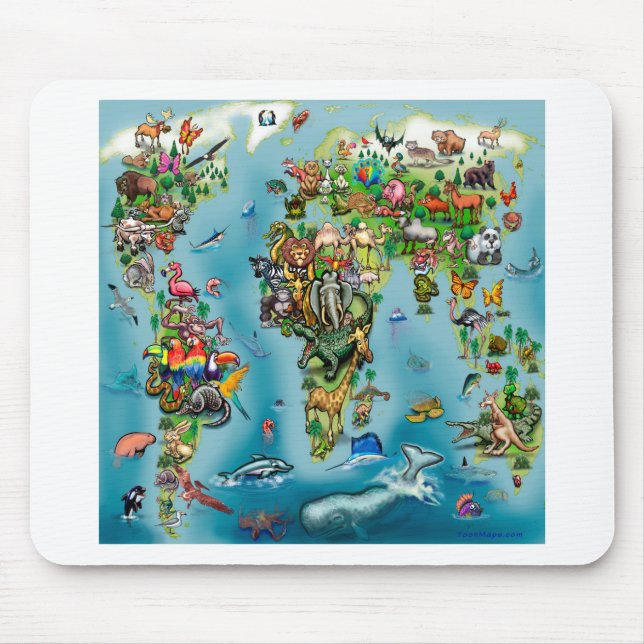 Mousepad Mapa Mundial de Animais (Frente)