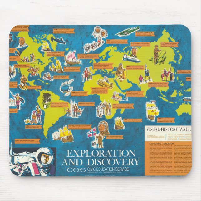 Mousepad Mapa Mundial de Histórico Visual e Exploração (Frente)