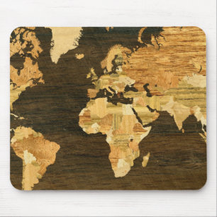 Mousepad Mapa Mundial de Madeira