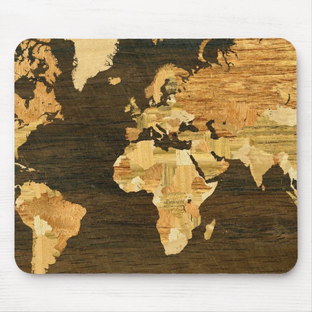 Mousepad Mapa Mundial de Madeira (Frente)