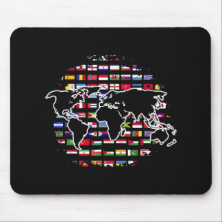 Mousepad Mapa Mundial de Viagens Mapa Mundial Bandeiras Int