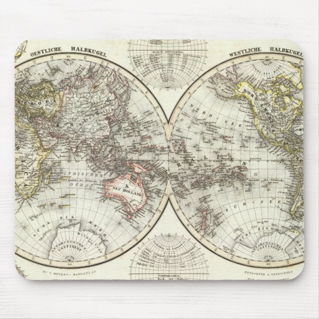 Mousepad Mapa Mundial do Hemisfério Duplo (Frente)