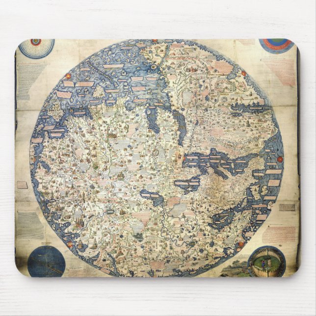 Mousepad Mapa mundial do mapa mundial monge veneziano Fra M (Frente)