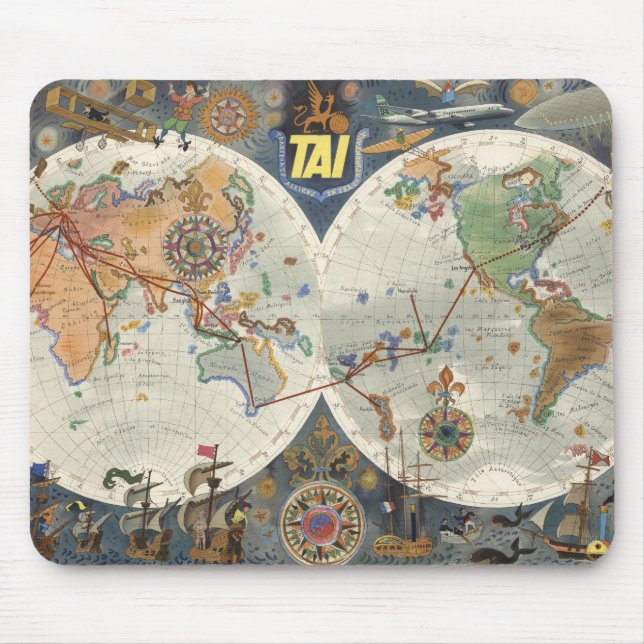 Mousepad Mapa Mundial dos Transportes - Aeriens Internation (Frente)