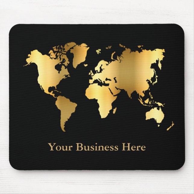 Mousepad Mapa Mundial Dourado/Preto (Frente)