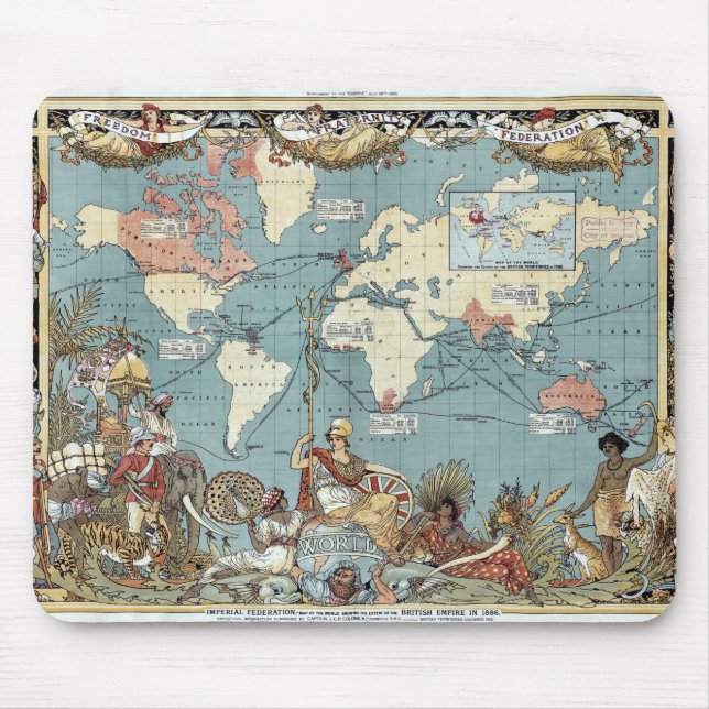 Mousepad Mapa mundial - Império Britânico - 1886 (Frente)