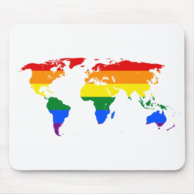 Mousepad Mapa Mundial LGBTQ Arco-Íris (Frente)