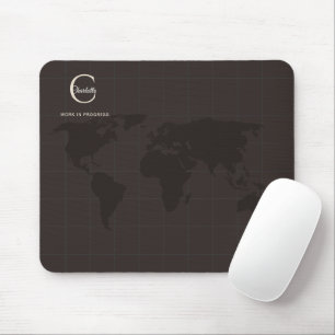 Mousepad Mapa Mundial Luxuoso Café Espresso Marrom Monogram