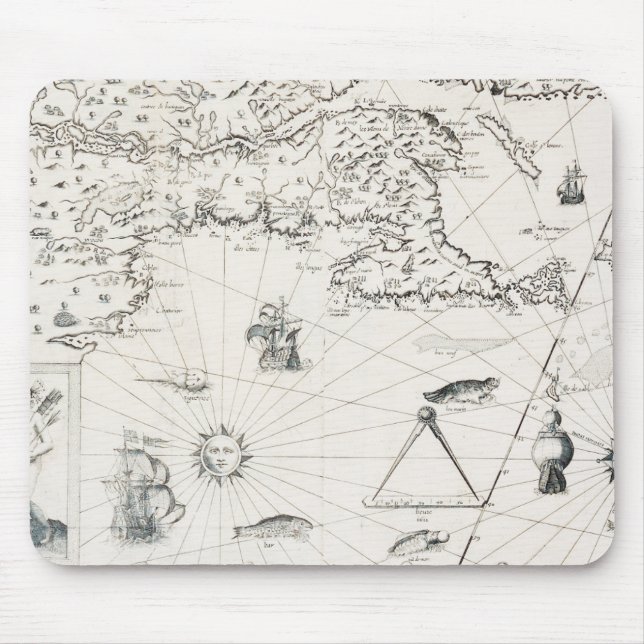 Mousepad Mapa Mundial Medieval Quebec Nova França América (Frente)
