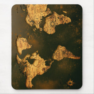 Mousepad Mapa Mundial Vintage Arte de Cartografia Antiga
