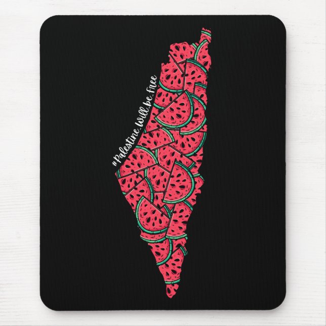 Mousepad Mapa Palestino cheio de Melancias | Palestina livr (Frente)