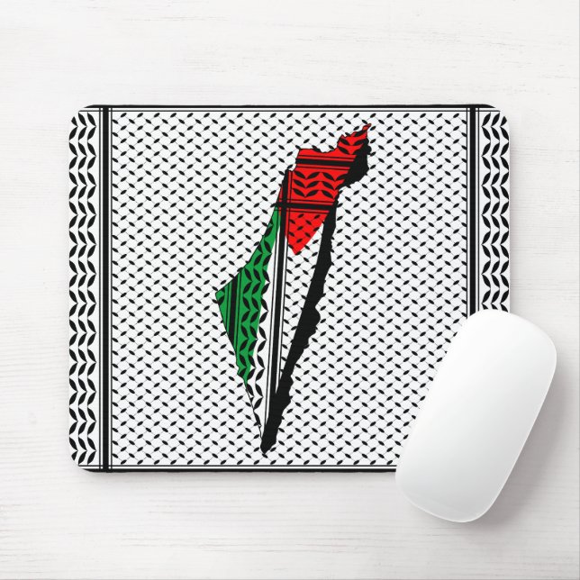 Mousepad Mapa Palestino que Bandeira e Padrão Keffiyeg (Com mouse)