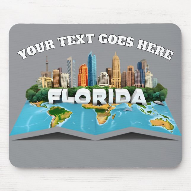 Mousepad Mapa Personalizado da Flórida e Silhueta - Texto P (Frente)