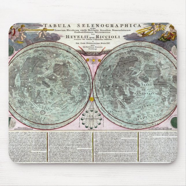 Mousepad mapa pictórico antigo da lua (Frente)
