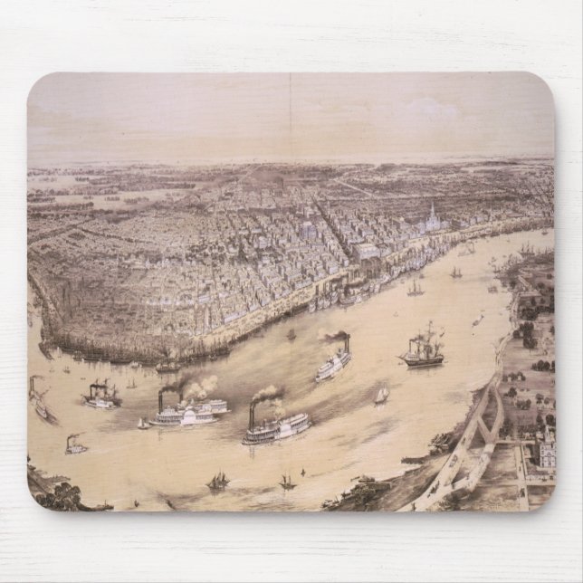 Mousepad Mapa Pictórico de Nova Orleans (1851) (Frente)